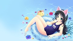 Flowers water food ice cream blush long hair barefoot green 