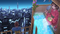 Flowers water food waterfalls kimono outdoors blush cities 