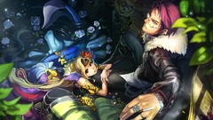 Flowers water mermaid glasses pink hair long hair anime girls 