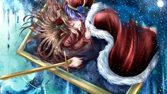 Flowers weapons Anime brown blue hair anime girls Gary