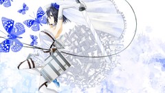 Flowers weapons Anime dress wedding anime girls black hair 
