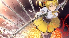 Flowers weapons Guns Anime hats blondes anime girls tights 