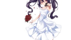 Flowers weapons Guns roses Anime pink eyes anime girls black 