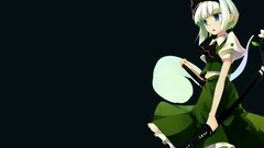 Flowers weapons Katana dress blue eyes short hair konpaku youmu 