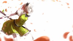 Flowers weapons Katana dress samurai white hair Swords belts 