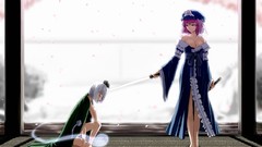 Flowers weapons Katana hats Swords anime girls konpaku youmu 