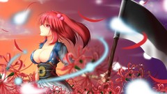 Flowers weapons Lilies ghosts red eyes fields scythe flower 