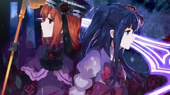 Flowers weapons roses blue hair long hair anime girls short 