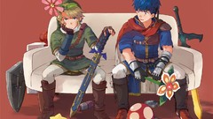 Flowers weapons Swords blondes blue hair blue eyes the legend 