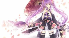 Flowers white Anime long hair anime girls purple hair purple 