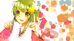 Flowers white background green eyes short hair vocaloid green 