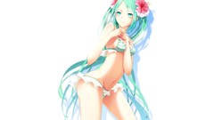 Flowers white background long hair anime girls hatsune miku 