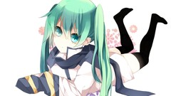 Flowers white background long hair green eyes hatsune miku 