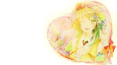 Flowers white background Ribbons anime girls green eyes goggles 