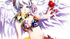 Flowers white hair blue eyes hatsune miku vocaloid twintails 