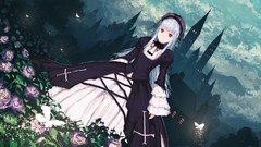 Flowers white hair rozen maiden suigintou albino