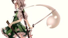 Flowers white weapons Anime dress bows konpaku youmu touhou