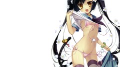 Flowers white white background shirts skirts long hair school 