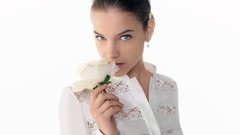 Flowers white woman roses white background white roses white 