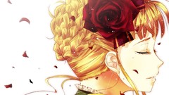 Flowers wind roses tears Profile white background faces blondes 
