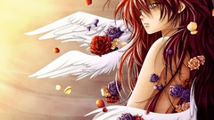 Flowers wings Anime angels anime girls artwork