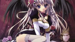 Flowers wings anime girls blue eyes gray hair izumi tsubasu 