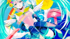 Flowers wings anime girls hatsune miku vocaloid