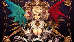 Flowers wings armor drawings blondes anime girls blue eyes 