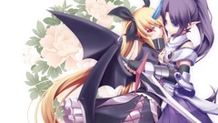 Flowers wings blade Anime red eyes Ribbons long hair anime 