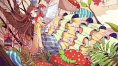 Flowers wings brown dress