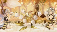 Flowers wings dress blush gray eyes anime girls short hair gray 