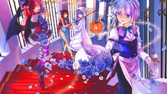 Flowers wings dress Halloween anime girls touhou animal ears 