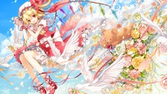 Flowers wings red eyes Ribbons anime girls touhou flandre 