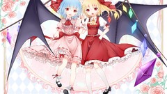 Flowers wings vampire red eyes anime girls remilia scarlet 