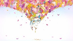 Flowers woman abstract glasses faces flower petals artwork