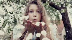 Flowers woman Alice outdoors brunettes portraits