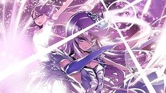 Flowers woman Anime dress gloves Ribbons fans long hair anime 