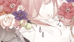 Flowers woman Anime sleeping crying