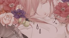 Flowers woman Anime sleeping crying