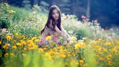 Flowers woman asians