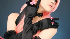 Flowers woman asians pink hair vocaloid megurine luka cosplay