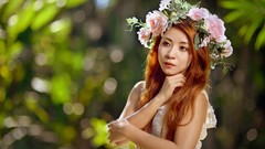 Flowers woman asians redheads