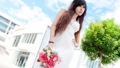 Flowers woman asians redheads