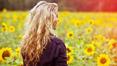 Flowers woman blondes