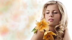 Flowers woman blondes