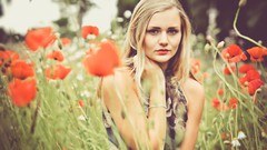 Flowers woman blondes models