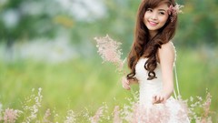 Flowers woman bokeh asians smiling vietnamese Viet Nam