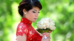 Flowers woman bouquet models photo shoot