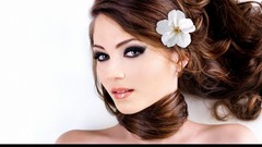 Flowers woman brunettes models Simple Background