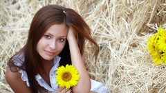 Flowers woman brunettes Russians Irina J